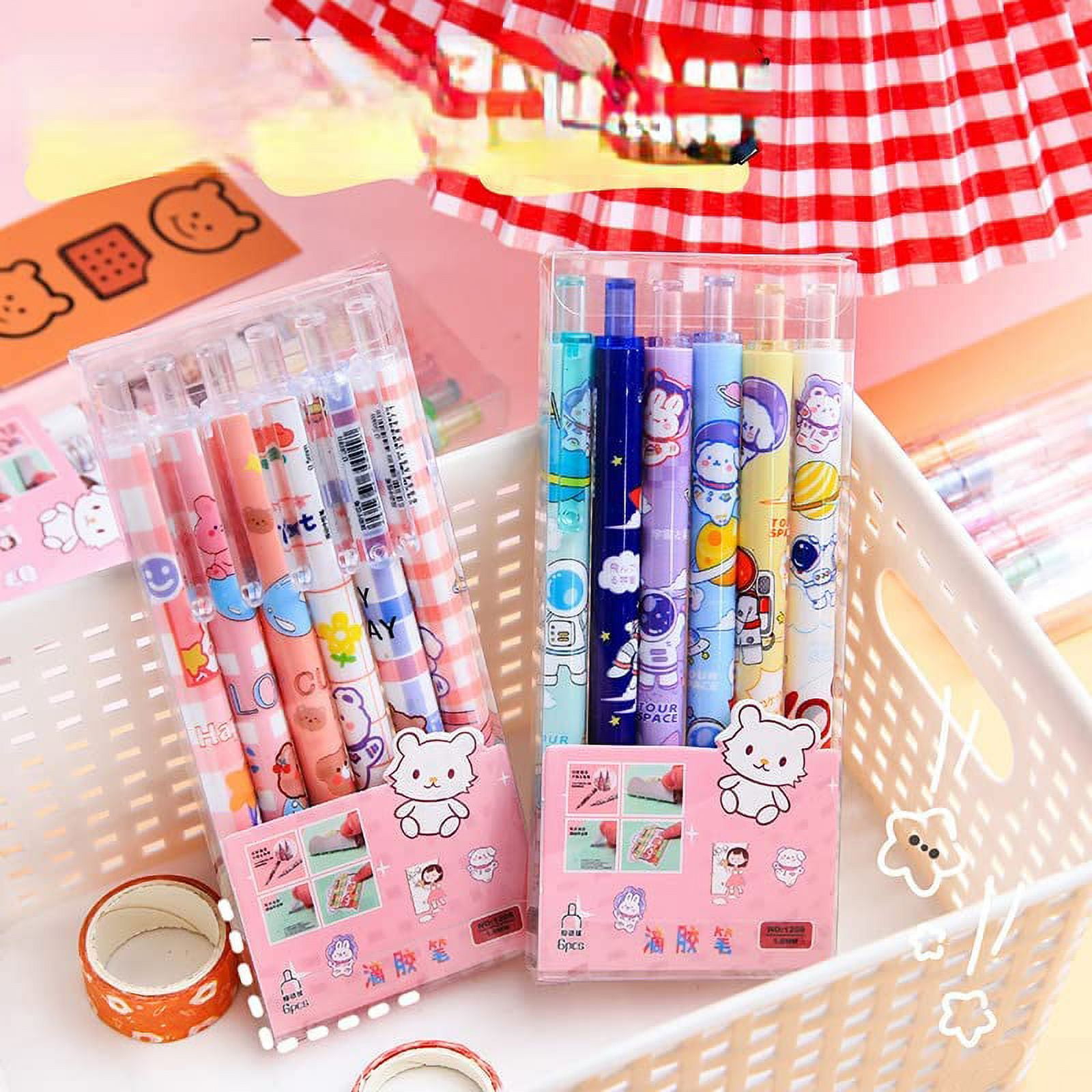  Mix Cute Kawaii Cartoon Colourful Japanese Doll Shape Gel Ink  Pens Japanese Stationery School Supplies (6) : Office Products