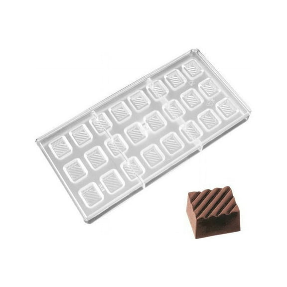 O'Creme Clear Polycarbonate 1-Piece Chocolate Mold Transparent Candy Mould Ridged Rectangle 24 Cavities