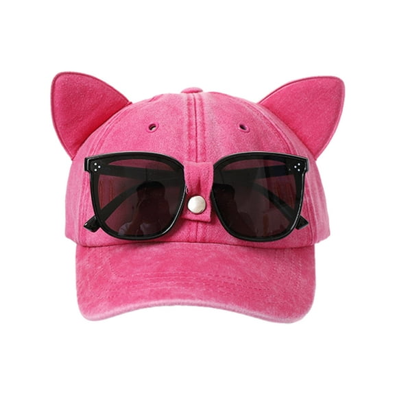 ROZYARD Men Cat Ear Baseball Cap Adjustable Cap Summer Hat with Sunglasses Decor