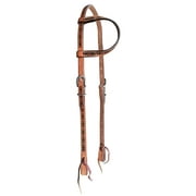 Showman Single Ear Argentina Cow Leather Headstall w/ Stamped Aztec Design