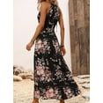 thumbnail image 6 of Women Halter Neck Printing Split Long Dresses Summer Sleeveless Boho A Line Dress Black XXL, 6 of 8