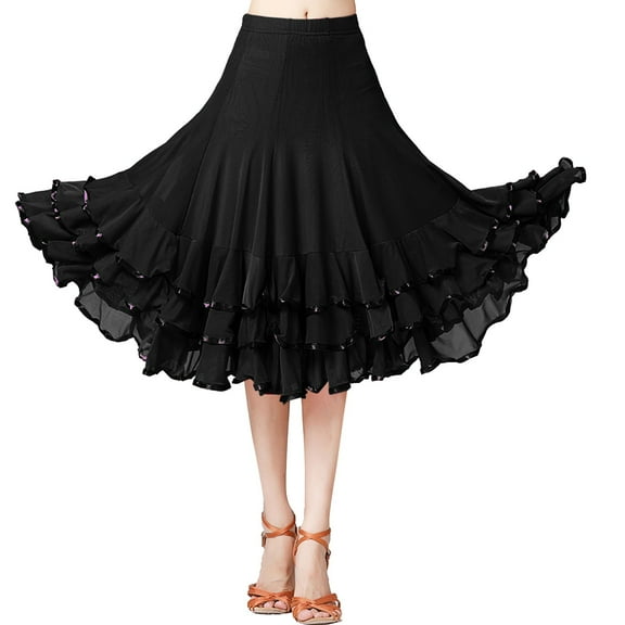 EHRWE Women's Skirt Womens Large Swing Half Skirt Lace Dance Skirt Ballroom Practice Skirt Performance Skirt Carnival Festival Skirts for Women