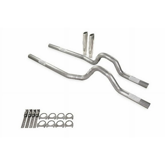Dual Exhaust Kit 2.5" No Muffler Rear Exit RC Tips Fits 67 to 72 Ford F-Series