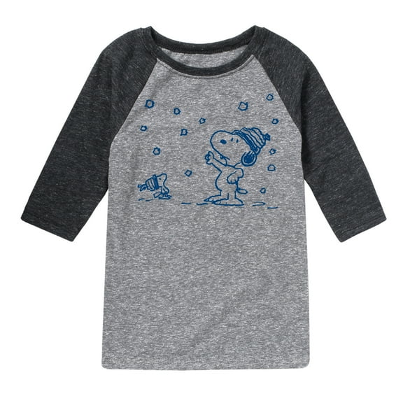 Peanuts - Snow Snoopy And Woodstock - Toddler & Youth Raglan Graphic T-Shirt