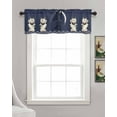 thumbnail image 3 of Cute Cat Kitchen Valances for Windows Farmhouse Linen Window Valance Curtain for Living Room Window Treatment Navy Blue Japanese Style Animals Wave Pattern Valance Rod Pocket Topper, 42 x 12 Inch, 3 of 6