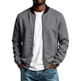 thumbnail image 3 of Mens Light Cotton Bomber Jacket Flight Casual Softshell Varisty | Lightweight Zip Up Jackets,Soft Breathable Fabric,Perfect for Streetwear Daily Commute, Fashion for Winter Dark Gray 2XL, 3 of 10