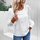 thumbnail image 4 of Sentuca Tops para mujer, camisas casuales de manga larga, cuello redondo, blusas sueltas, blanco L, 4 of 5