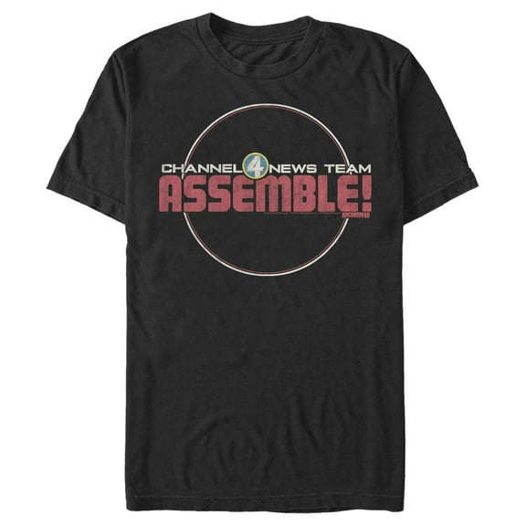 Men's Anchorman Channel 4 News Assemble  Graphic Tee Black 3X Large