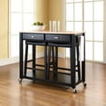 thumbnail image 3 of NATURAL WOOD TOP KITCHEN CART/ISLAND IN BLACK FINISH WITH 24" BLACK UPHOLSTERED SADDLE STOOLS, 3 of 5