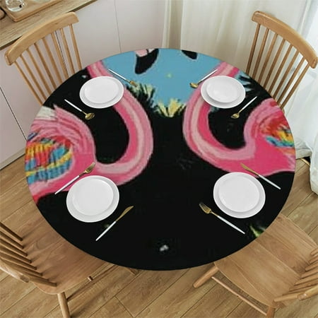 

Palnkart Flamingos Tropical Plants Round Tablecloth | Stain-Resistant & Washable | Ideal for Indoor and Outdoor Use | Full Width Single-Sided Printing for Picnic Dining Kitchen Farmhouse 38 -42