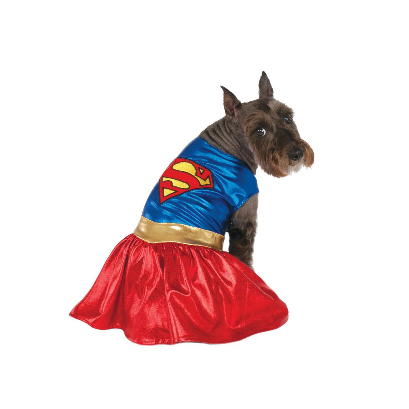 Supergirl Dog Fancy Dress Superhero Justice League Comic Book Puppy Pet Costume 