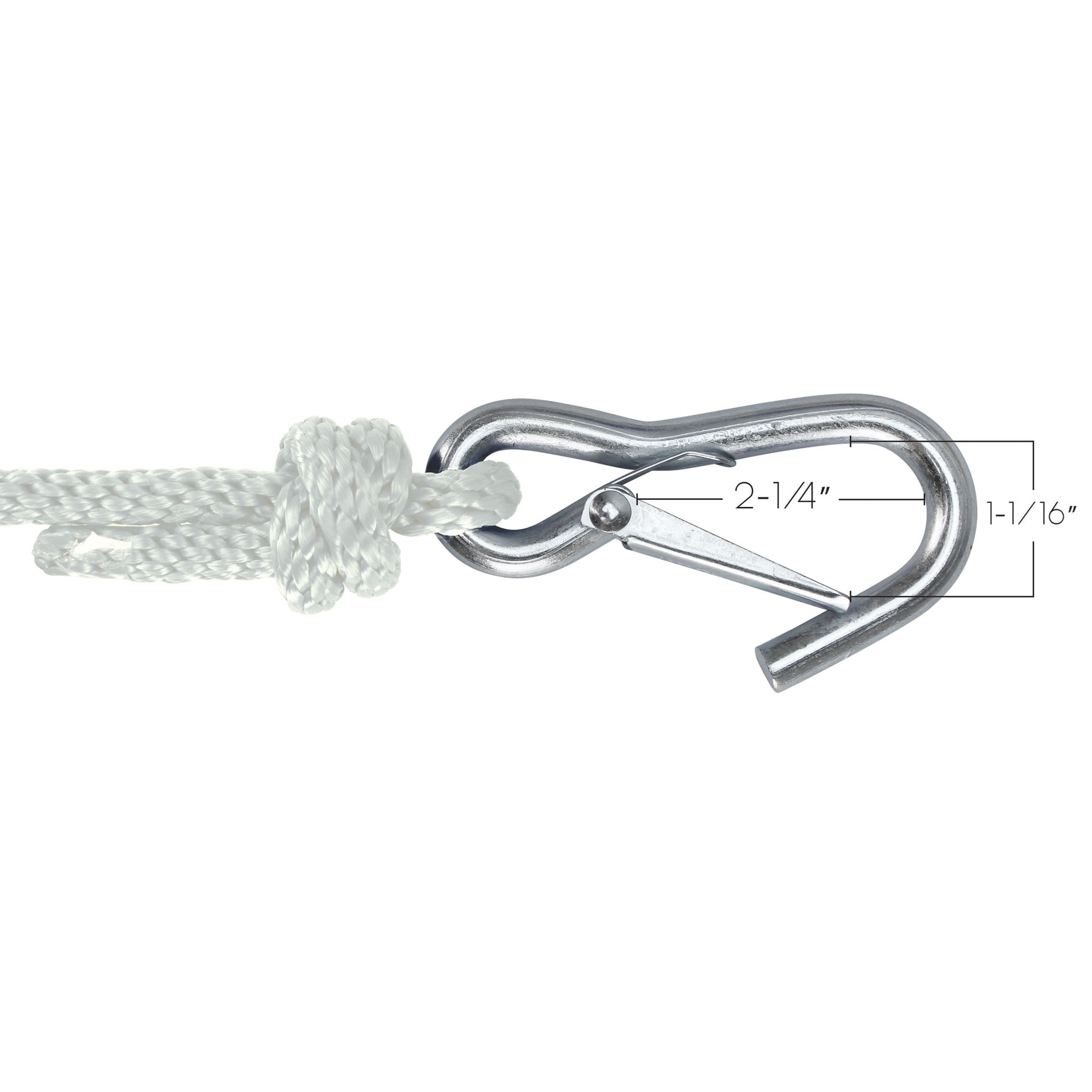 Extreme Max 3006.3425 BoatTector Solid Braid MFP Anchor Line with Snap Hook - 1/2" x 50', White