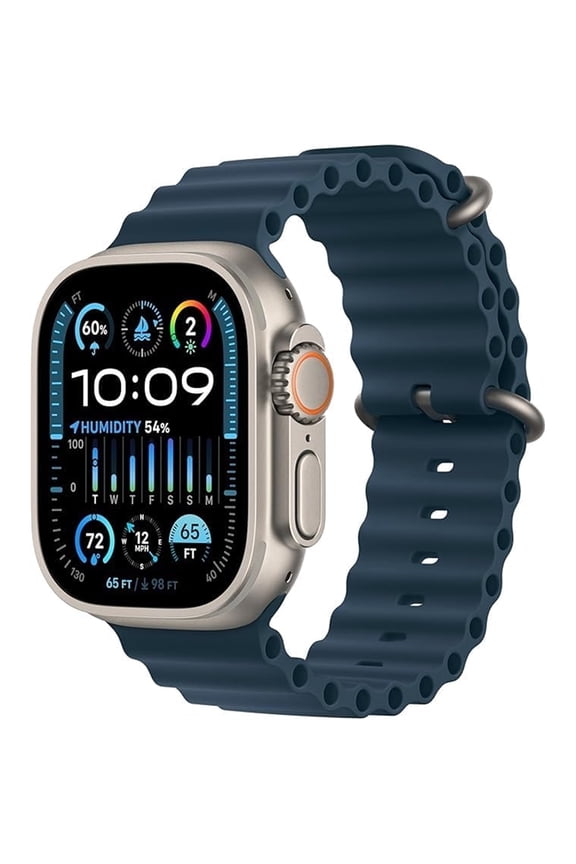 Restored AppleĀ Ultra 2 Smart Watch (GPS + Cellular) 49mm Black Titanium Case with Blue Ocean Band (Refurbished)