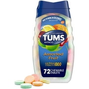 TUMS Ultra Strength Antacid Tablets for Chewable Heartburn Relief and Acid Indigestion Relief, Assorted Fruit - 72 Count