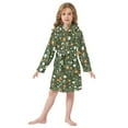 thumbnail image 6 of FORMRS Niños Bathrobe Unisex Hooded Robe Soft Plush Pajamas Sleepwear, Size 7-9T, Green Flowers Pattern, 6 of 7