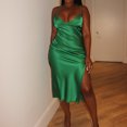 thumbnail image 4 of Vestido de Malla para las Mujeres Sexy Color Sólido Cuello en V sin Mangas Ajustable Eslinga, Hermosa Espalda Oculta Cremallera Vestido de Ventilación, 4 of 8