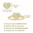 thumbnail image 2 of Tilo Jewelry 14K Yellow Gold .17 Carat Diamond Heart Statement Engagement Wedding Ring with Cuban Chain Link Band | Size 7 | Dainty Heart Diamond Ring for Women & Girls, 2 of 6
