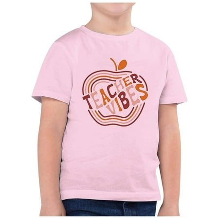 

MQLKF Children s Fashion Back To School Season Printed Round Neck Short Sleeve Casual T Shirt Top (6) Beautiful Comfortable Girls Tee