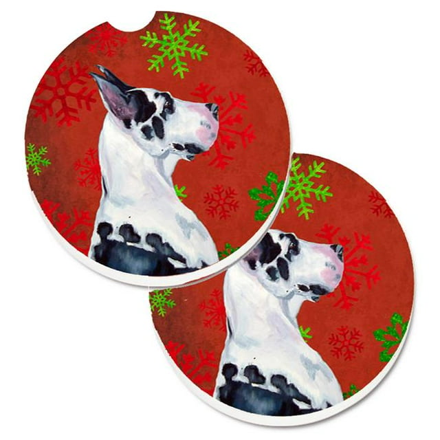 Grands Flocons de Neige Rouges et Verts Vacances Noël Ensemble de 2 Porte-Gobelet Voiture Coaster