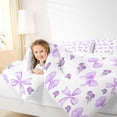 thumbnail image 4 of Feelyou Purple Bowknot Ribbon Queen Comforter Set, Romantic Floral Bedding Set, 3pcs, 4 of 8