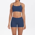 thumbnail image 2 of HAPIMO Women's Workout Sets Casual Comfy Trasuits Slim Fitted Crop Tops High Waisted Tummy Control Spandex Booty Volleyball Shorts for Yoga Dance Blue M, 2 of 9