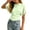 0#-Light Green622, variant on Kiijoy Girls Striped Short Sleeve Ruched T-Shirt Summer Casual Fitted T Shirt, Sizes 3-14