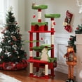 thumbnail image 7 of PEQULTI 72" Christmas Cat Tree Cat Tower with 7 Scratching Posts and Hammock for Large Cat Red, 7 of 7