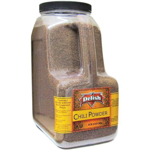 Gourmet Dark Chili Powder Its Delish 5 LBS Gallon Size Jug with Handle Premium All Natural Dried Ground Chili Peppers Powder Great for Hot Spicy ...