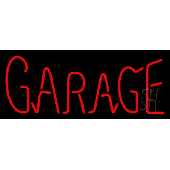 Red Garage LED Neon Sign 10 x 24 - inches, Clear Edge Cut Acrylic Backing, with Dimmer - Bright and Premium built indoor LED Neon Sign for automotive store, and mall.