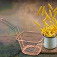 thumbnail image 3 of Holloyiver Wire Fry Basket, Stainless Steel French Fry Chips Baskets Net, Rectangle Wire Mesh Frying Serving Food Presentation Tableware for Chips, Onion Rings & Chicken Wings (Rose Silver), 3 of 7