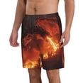 thumbnail image 2 of Cauagu Fiery Dragons Castle Attack Print Men's Swim Trunks,Hawaiian Bathing Suit Swimsuits Beach Shorts with Pockets for Men Quick Dry Swimming Board Shorts-3X-Large, 2 of 6