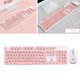 thumbnail image 1 of Combinación de y ratón inalámbricos, juegos de y ratón N520 de GHz, juegos de y ratón inalámbricos de estilo Retro redondo rosado Macarena teclado mecánico inalámbrico, 1 of 8