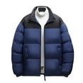 thumbnail image 5 of Mens Heated Puffer Jackets Stand Collar Winter Warm Heating Outerwear Coats Quilted Zip-Up Heated Jacket XL, Navy, 5 of 7