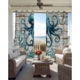 thumbnail image 2 of Ocean Octopus Blackout Curtains for Bedroom Living Room, Retro Coral Starfish Anchor 39 In Long Thermal Insulated Room Darkening Drapes Grommet Window Treatments, 27.5 x 39 In, 2 of 9