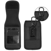 LUXMO Universal Pouch Holster for iPhone 8 7 Plus, Vertical Belt Clip & Loop Carrying Case for iPhone Xs Max/XR (Fit iPhone with Thin Hard Case) - Built-in 2 Card Slots - Removable Metal Hook