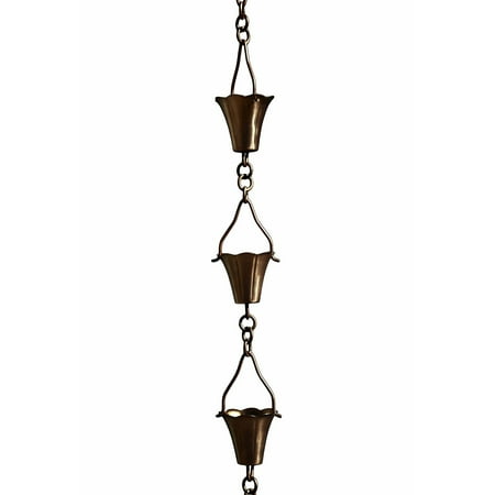 Weathered Patina Chain - Patina Products Antique Copper Fluted Cup Rain Chain