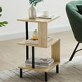 thumbnail image 1 of ZXNYH Side Table for Living Room S-Shaped Endtable with Storage Shelf, Easy Assembly, Set of 2, Oak, 1 of 8