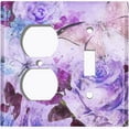 thumbnail image 4 of Metal Light Switch Plate Outlet Cover Flower White Rose Purple ROS013, 4 of 13
