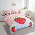 thumbnail image 3 of Manfei Red Strawberry 7-Piece Twin Bedding Sets,Floral Daisy Bedding Comforter Set,Cartoon Flower Breathable Sheet Sets,Microfiber Kawaii Room Decorative,Reversible, 3 of 7