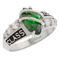 thumbnail image 2 of JackAni 10k White Gold Simulated Emerald May Birthstone 2026 Class Graduation Ring - Size 9.25, 2 of 5