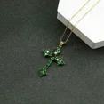 thumbnail image 2 of 2.20Ct Round Cut Lab Created Green Emerald Cross Pendant 14K Yellow Gold Plated, 2 of 2