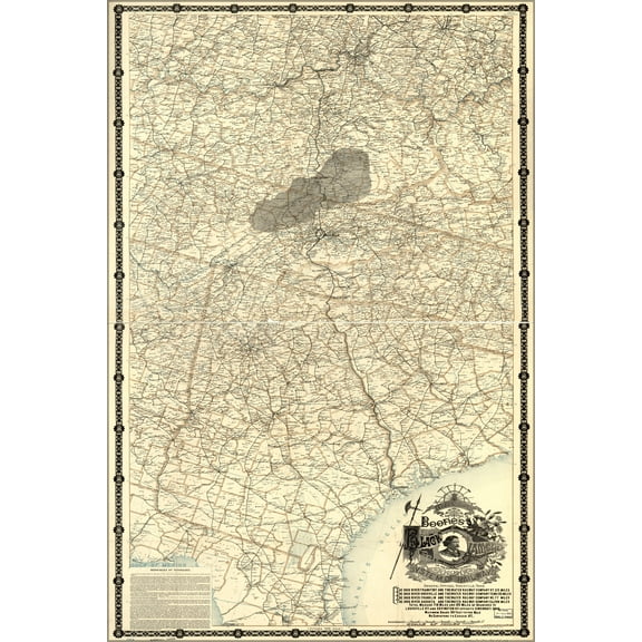 24"x36" Gallery Poster, map of Black Diamond railroad System 1896