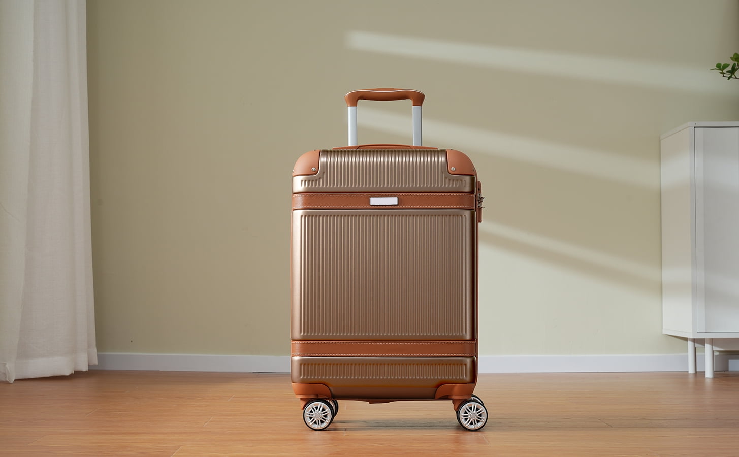 Hardshell Luggage Set 3-Piece, 20 Inch Carry-On Suitcase with Spinner Wheels TSA Lock, Lightweight Durable ABS for Travel Business, Copper Color