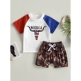 thumbnail image 2 of Suealasg Kids Baby Boys 4th of July Clothes Bull Print Crew Neck Short Sleeve T-Shirts Tops and Shorts 2Pcs Summer Toddler Boys Independence Day Outfits, 2 of 9