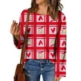 thumbnail image 4 of Christmas Blouses for Women 2023 Retro Santa Claus Graphic Long Sleeve Shirt Xmas Pullover Tops Watermelon Red Small, 4 of 5