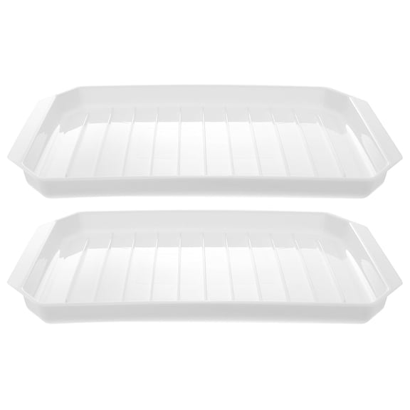 ACDANC Sausage Rack 2 Pcs Microwave Bacon Tray Food Defroster Pan Grill Cooker (White)(10.63X8.27X1.18Inches)