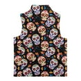 thumbnail image 5 of Xoenoiee Sugar Skull Heart Flower Print Boys Girls Polar Fleece Vest Jacket Lightweight Cute Coat Zipper Closure Sleeveless Warm Outerwear, 2T, 5 of 7
