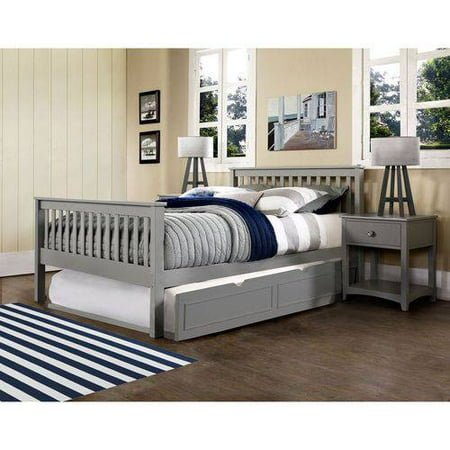 Barrett Full Bed with Trundle, Grey Finish - Walmart.com