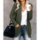 thumbnail image 2 of Cárdigan Manga Larga Bolsillo Color Puro Moda Casual Dobladillo Curvo Tops para Mujer OD Verde M, 2 of 6