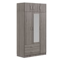 thumbnail image 6 of Euroco 3-Door Wood Armoire, Wardrobe with Mirror and Drawers, Gray, 6 of 10
